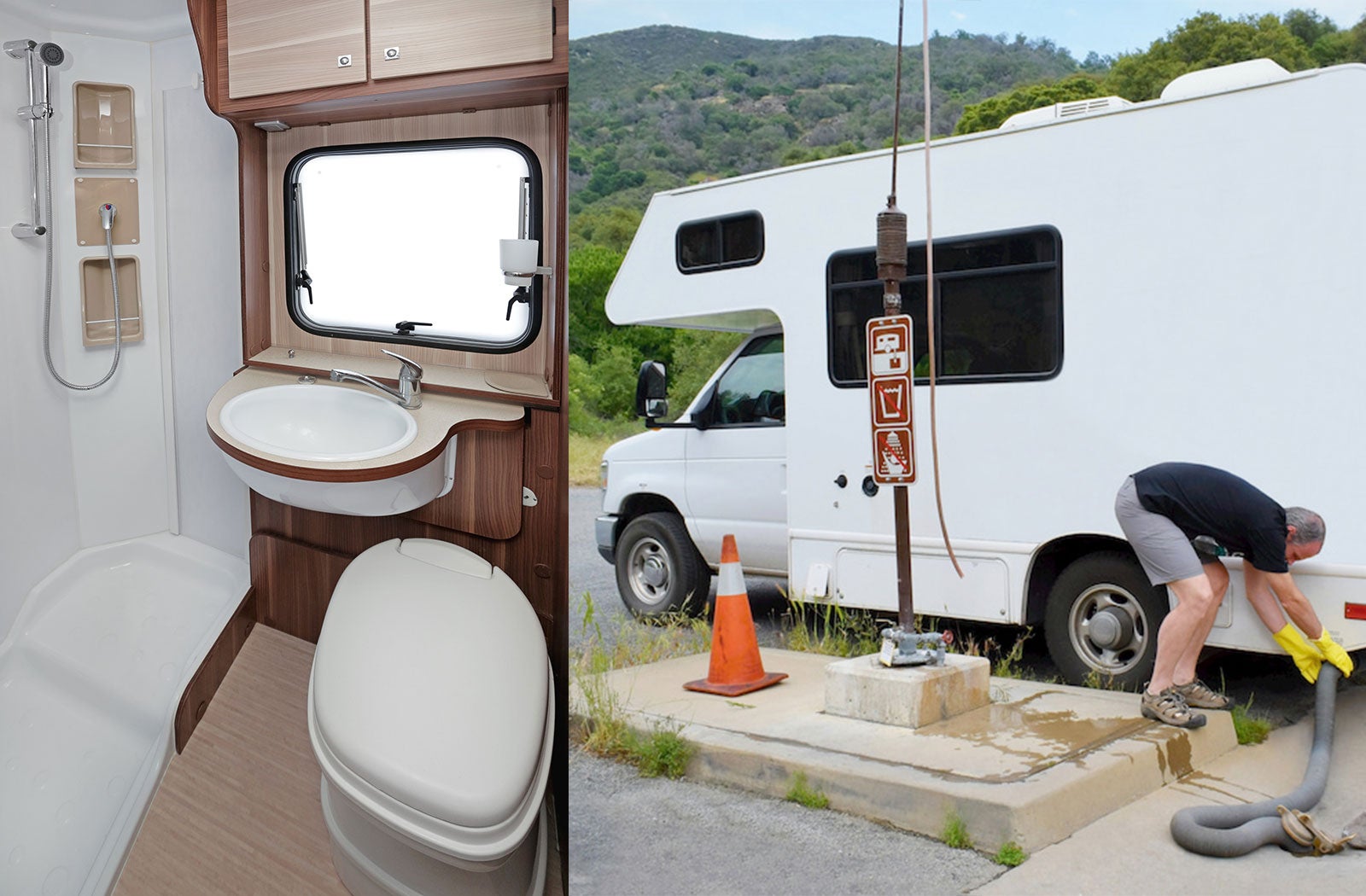 Portable RV/camper toilet and holding tank setup in Bellingham, Washington
