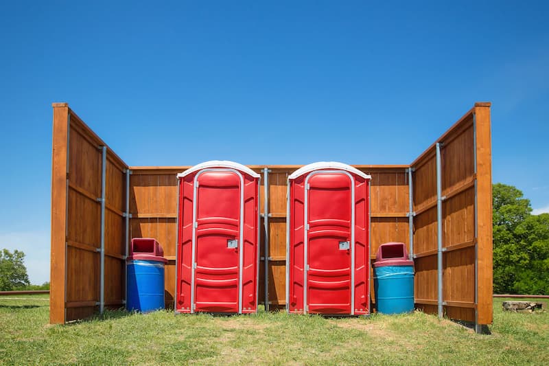 Short-term porta potty units staged for delivery in Bellingham, Washington